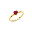 14K Yellow Gold Baby Red Heart Solitaire Ring