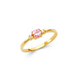 14K Yellow Gold Baby Pink Three-Stone Ring