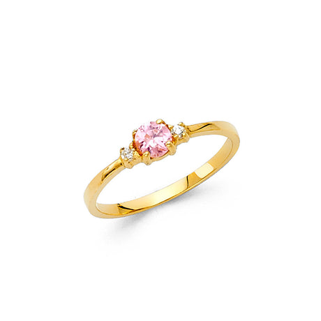 14K Yellow Gold Baby Pink Three-Stone Ring