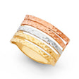14K Tricolor Gold Wide Diamond-Cut Semanario Ring