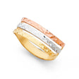 14K Tricolor Gold Slim Diamond-Cut Semanario Ring