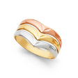 14K Tricolor Gold Stacked-Wave Semanario Ring