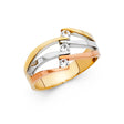 14K Tricolor Gold Crossover Semanario Ring