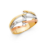 14K Tricolor Gold Crossover Semanario Ring