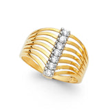 14K Two-Tone Gold Vertical-Accent Semanario Ring on White Background
