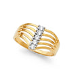 14K Two-Tone Gold Open-Band Semanario Seven-Day Ring on White Background