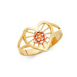 14K Two-Tone Gold Flower Ring on White Background