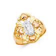 14K Tricolor Gold Filigree Heart Guadalupe Ring on White Background