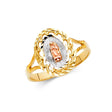 14K Tricolor Gold Open Loop-Frame Guadalupe Ring on White Background