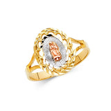 14K Tricolor Gold Open Loop-Frame Guadalupe Ring on White Background
