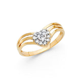 14K Two-Tone Gold Heart Cluster Ring on White Background