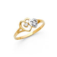 14K Two-Tone Gold Double Open Heart Ring on White Background