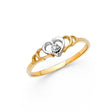 14K Two-Tone Gold Openwork Heart Ring on White Background