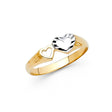 14K Two-Tone Gold Diamond-Cut Open Double Heart Ring on White Background