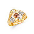 14K Tricolor Gold 15 Años Flower Ring on White Background