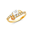14K Tricolor Gold Heart Accent 15 Años Ring on White Background