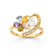 14K Two-Tone Gold Multi-Color Heart 15 Años Ring on White Background