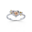 14K White Gold Floral Heart 15 Años Ring on White Background