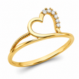 14K Yellow Gold Open Heart Ring on White Background