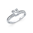 14K White Gold Round Channel-Set Side-Stone Engagement Ring on White Background