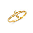 14K Yellow Gold Cross Ring on White Background