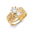 14K Tricolor Gold Bar-Set Wedding Trio Set on White Background
