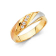 14K Tricolor Gold Color-Block Diagonal Men's Wedding Band on White Background