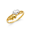 14K Two-Tone Gold Elephant Ring on White Background