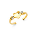 14K Two-Tone Gold Star-Set Puffed Heart Toe Ring on White Background