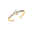 14K Two-Tone Gold Cross Toe Ring on White Background