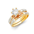 14K Tricolor Gold Floral Wedding Trio Set on White Background