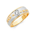 14K Two-Tone Gold Wide Satin Accent Men's Wedding Band