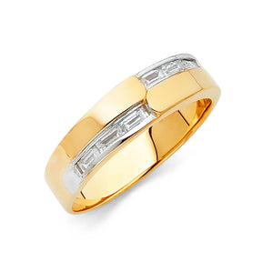 14K Yellow Gold Baguette Channel Men's Wedding Band