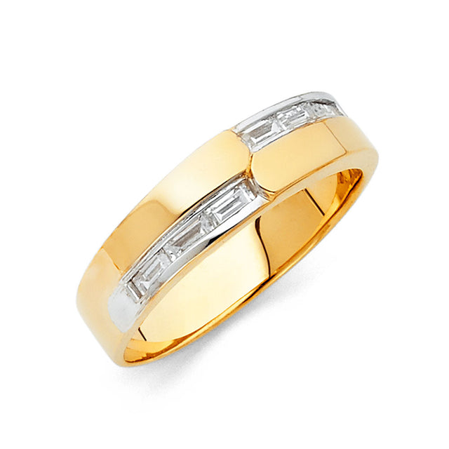 14K Yellow Gold Baguette Channel Men's Wedding Band