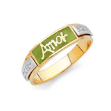 14K Two-Tone Gold Glow-in-the-Dark Amor Men's Ring