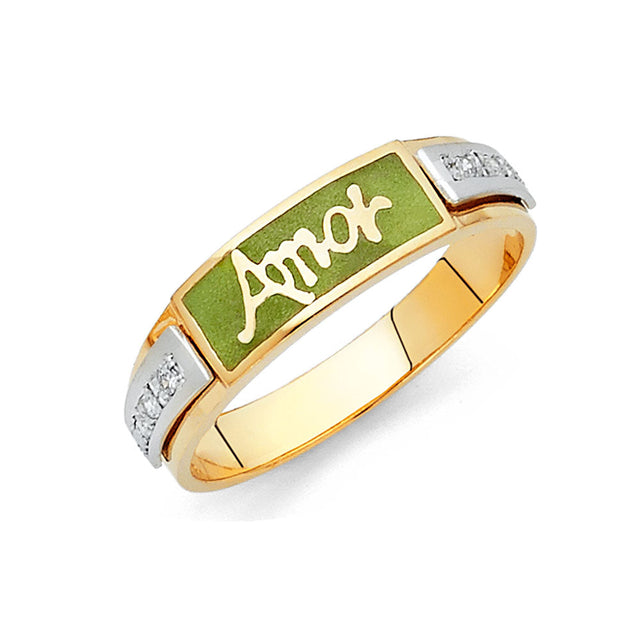 14K Two-Tone Gold Glow-in-the-Dark Amor Men's Ring