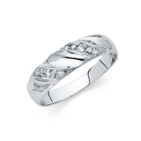 14K White Gold Milgrain Diagonal Men's Wedding Band