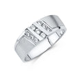 14K White Gold Satin Plaque Double Diagonal Men's Wedding Band