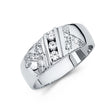 14K White Gold Vertical Triple-Stone Chevron Men's Wedding Band