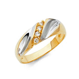 14K Two-Tone Gold Diagonal Four-Stone Men's Wedding Band