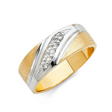 14K Two-Tone Gold Satin Diagonal Men's Wedding Band