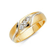 14K Two-Tone Gold Satin Curved Three-Stone Men's Wedding Band