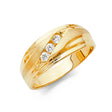 14K Yellow Gold Satin Diagonal Three-Stone Men's Wedding Band