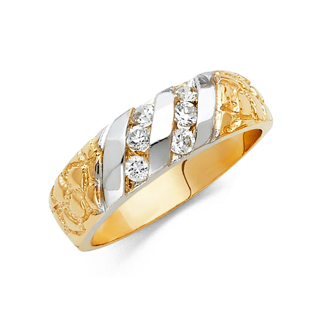 14K Two-Tone Gold Baguette Channel-Style Men's Wedding Band