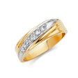 14K Two-Tone Gold Wide Diagonal Five-Stone Men's Wedding Band