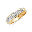 14K Two-Tone Gold Square Station Men's Wedding Band