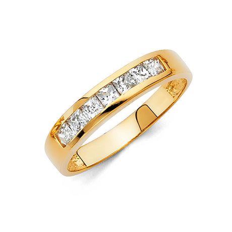 14K Yellow Gold Princess-Cut Channel Men's Wedding Band