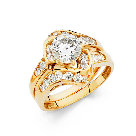 14K Tri-Color Gold Rose Flower Openwork Ring