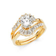 14K Yellow Gold Round Baguette Swirl Bridal Engagement Ring Set