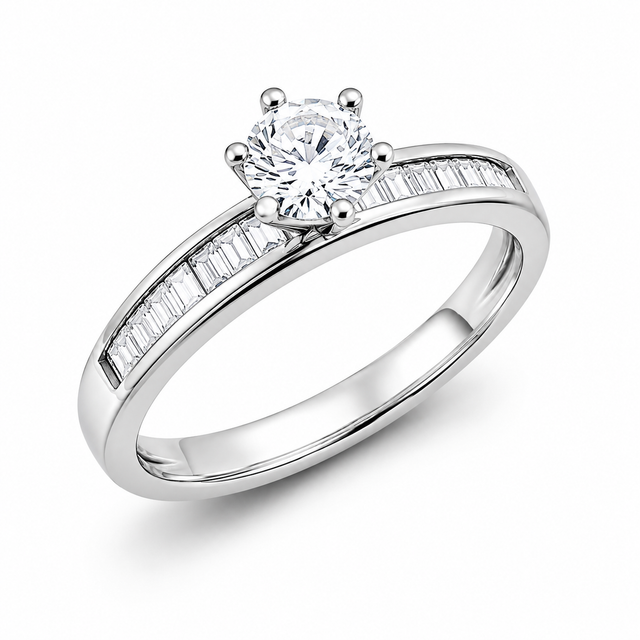 14K White Gold Solitaire Engagement Ring